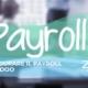 Immagine con la scritta "payroll" in primo piano e persone sfocate sullo sfondo.