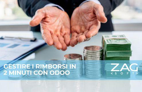 Mani di un uomo d'affari con banconote e monete impilate.